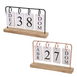 Maxbell Metal Desk Calendar Wooden Base Standing Calendar for Home Decor Office Gift Black