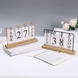 Maxbell Metal Desk Calendar Wooden Base Standing Calendar for Home Decor Office Gift Black