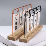 Maxbell Metal Desk Calendar Wooden Base Standing Calendar for Home Decor Office Gift Black