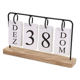 Maxbell Metal Desk Calendar Wooden Base Standing Calendar for Home Decor Office Gift Black