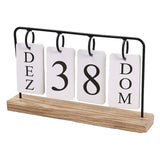 Maxbell Metal Desk Calendar Wooden Base Standing Calendar for Home Decor Office Gift Black