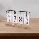 Maxbell Metal Desk Calendar Wooden Base Standing Calendar for Home Decor Office Gift Black
