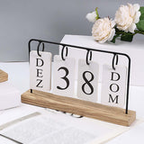 Maxbell Metal Desk Calendar Wooden Base Standing Calendar for Home Decor Office Gift Black