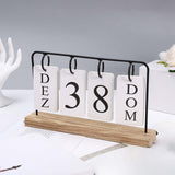 Maxbell Metal Desk Calendar Wooden Base Standing Calendar for Home Decor Office Gift Black
