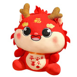 Chinese Dragon Plush Doll Creative Adorable for Living Room Restaurant Party Red