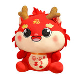 Chinese Dragon Plush Doll Creative Adorable for Living Room Restaurant Party Red