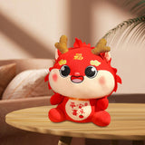 Chinese Dragon Plush Doll Creative Adorable for Living Room Restaurant Party Red