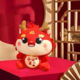 Chinese Dragon Plush Doll Creative Adorable for Living Room Restaurant Party Red