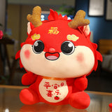 Chinese Dragon Plush Doll Creative Adorable for Living Room Restaurant Party Red