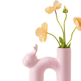 Maxbell Ceramic Flower Vase Desk Planter Office Dried Flowers Holder Home Plant Pot Pink