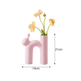 Maxbell Ceramic Flower Vase Desk Planter Office Dried Flowers Holder Home Plant Pot Pink