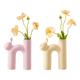Maxbell Ceramic Flower Vase Desk Planter Office Dried Flowers Holder Home Plant Pot Pink