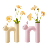 Maxbell Ceramic Flower Vase Desk Planter Office Dried Flowers Holder Home Plant Pot Pink