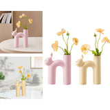 Maxbell Ceramic Flower Vase Desk Planter Office Dried Flowers Holder Home Plant Pot Pink