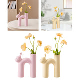 Maxbell Ceramic Flower Vase Desk Planter Office Dried Flowers Holder Home Plant Pot Pink