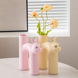 Maxbell Ceramic Flower Vase Desk Planter Office Dried Flowers Holder Home Plant Pot Pink