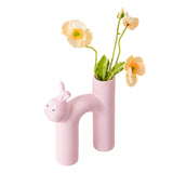 Maxbell Ceramic Flower Vase Desk Planter Office Dried Flowers Holder Home Plant Pot Pink