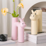 Maxbell Ceramic Flower Vase Desk Planter Office Dried Flowers Holder Home Plant Pot Pink