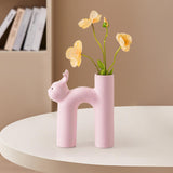 Maxbell Ceramic Flower Vase Desk Planter Office Dried Flowers Holder Home Plant Pot Pink