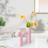 Maxbell Ceramic Flower Vase Desk Planter Office Dried Flowers Holder Home Plant Pot Pink