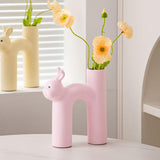 Maxbell Ceramic Flower Vase Desk Planter Office Dried Flowers Holder Home Plant Pot Pink