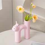 Maxbell Ceramic Flower Vase Desk Planter Office Dried Flowers Holder Home Plant Pot Pink