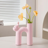 Maxbell Ceramic Flower Vase Desk Planter Office Dried Flowers Holder Home Plant Pot Pink