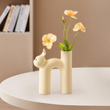 Maxbell Ceramic Flower Vase Desk Planter Office Dried Flowers Holder Home Plant Pot Yellow