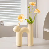 Maxbell Ceramic Flower Vase Desk Planter Office Dried Flowers Holder Home Plant Pot Yellow