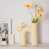 Maxbell Ceramic Flower Vase Desk Planter Office Dried Flowers Holder Home Plant Pot Yellow