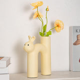 Maxbell Ceramic Flower Vase Desk Planter Office Dried Flowers Holder Home Plant Pot Yellow