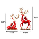Maxbell Elk Deer Figurines Home Decor Resin Sculptures for Office Bookshelf Tabletop red