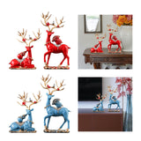 Maxbell Elk Deer Figurines Home Decor Resin Sculptures for Office Bookshelf Tabletop red