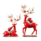 Maxbell Elk Deer Figurines Home Decor Resin Sculptures for Office Bookshelf Tabletop red