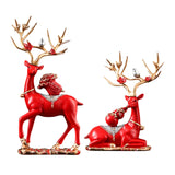 Maxbell Elk Deer Figurines Home Decor Resin Sculptures for Office Bookshelf Tabletop red