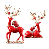 Maxbell Elk Deer Figurines Home Decor Resin Sculptures for Office Bookshelf Tabletop red
