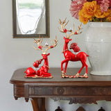 Maxbell Elk Deer Figurines Home Decor Resin Sculptures for Office Bookshelf Tabletop red