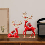 Maxbell Elk Deer Figurines Home Decor Resin Sculptures for Office Bookshelf Tabletop red
