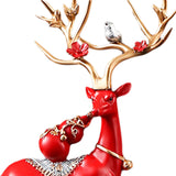 Maxbell Elk Deer Figurines Home Decor Resin Sculptures for Office Bookshelf Tabletop red