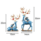Maxbell Elk Deer Figurines Home Decor Resin Sculptures for Office Bookshelf Tabletop blue