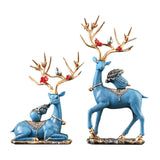 Maxbell Elk Deer Figurines Home Decor Resin Sculptures for Office Bookshelf Tabletop blue