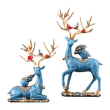 Maxbell Elk Deer Figurines Home Decor Resin Sculptures for Office Bookshelf Tabletop blue