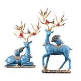 Maxbell Elk Deer Figurines Home Decor Resin Sculptures for Office Bookshelf Tabletop blue