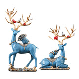 Maxbell Elk Deer Figurines Home Decor Resin Sculptures for Office Bookshelf Tabletop blue