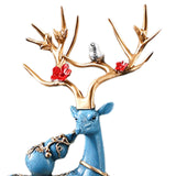 Maxbell Elk Deer Figurines Home Decor Resin Sculptures for Office Bookshelf Tabletop blue