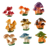 Maxbell 9Pcs Mini Mushrooms Figurines Miniature Garden Ornaments for Cake Decoration
