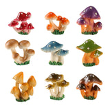 Maxbell 9Pcs Mini Mushrooms Figurines Miniature Garden Ornaments for Cake Decoration