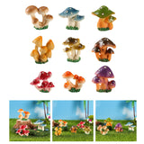 Maxbell 9Pcs Mini Mushrooms Figurines Miniature Garden Ornaments for Cake Decoration