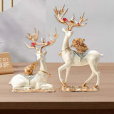 Maxbell 2Pcs Deer Statues Collection Tabletop Ornaments for Cabinet Desk Living Room