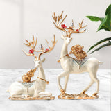Maxbell 2Pcs Deer Statues Collection Tabletop Ornaments for Cabinet Desk Living Room